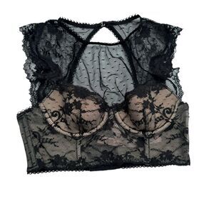 Victoria’s Secret Dream Angels Lined Demi Demi Double Lace High Neck Bra Top 32B